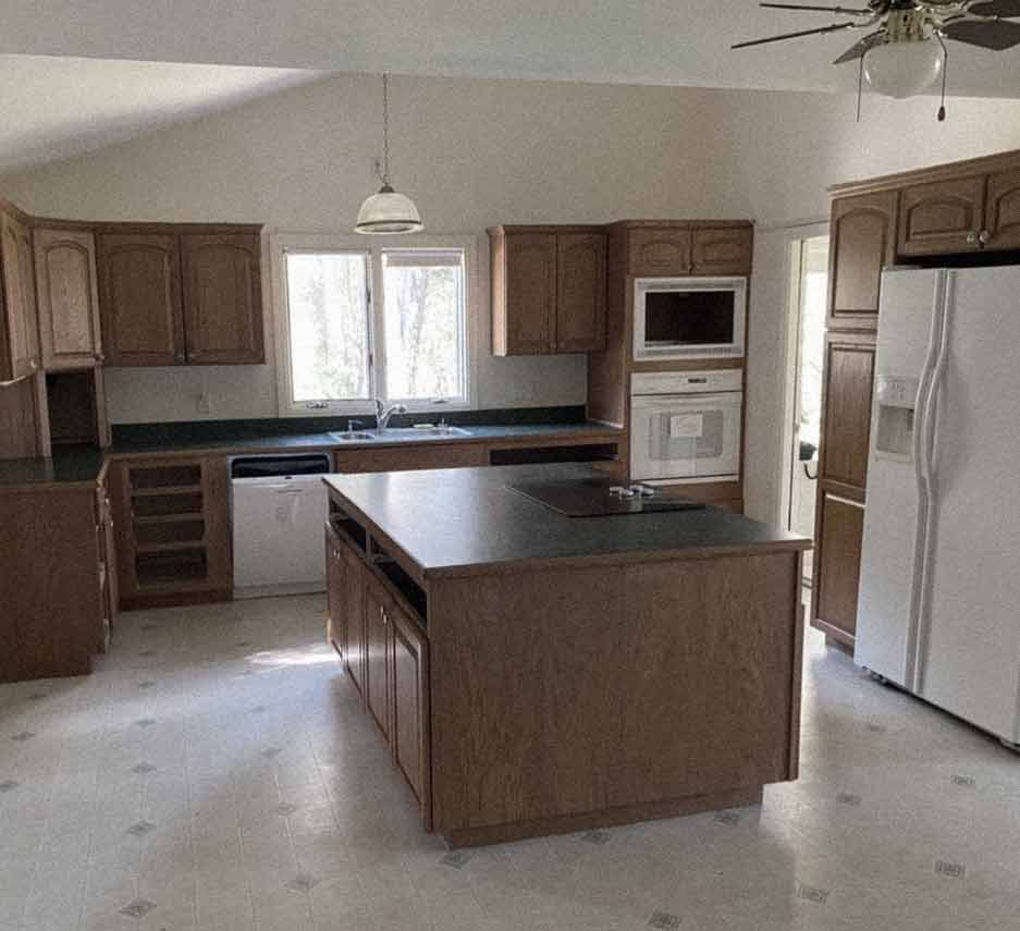 A drab dark kitchen before remodeling